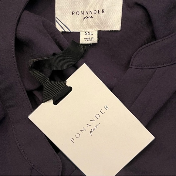 Pomander Place by Tuckernuck NWT Navy Blue Poplin Kenzo Dress Tiered Size XXL - Picture 6 of 10